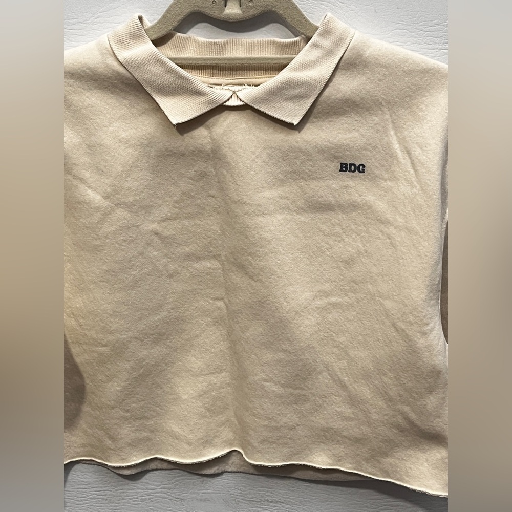 Urban Outfitters BDG Cream Cropped Polo Sweatshirt XS - Picture 6 of 13